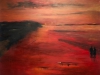 "Conversation in red" (Oil on wood panel 60x60 cm) - 7500 SEK